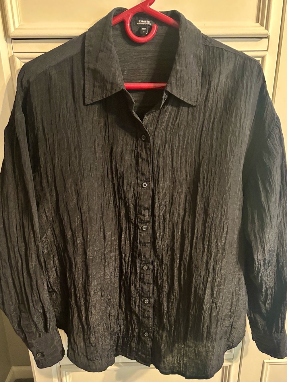 Express Crinkle Boyfriend Portofino Button-Up Shirt Top